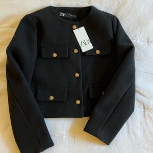 NWT Zara Cropped flap jacket